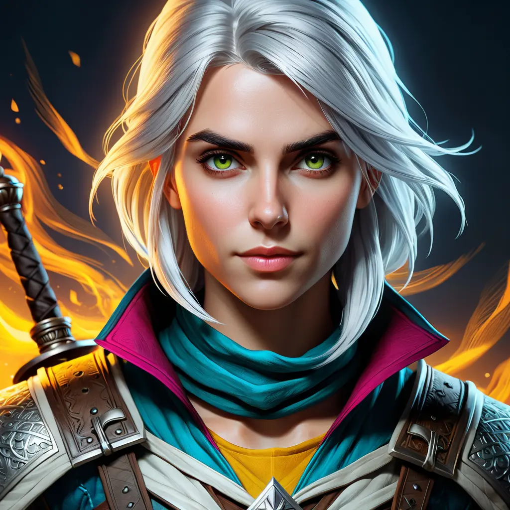 Ciri from The Witcher in Assassin's Creed style, Highly Detailed, Vibrant Colors, Ink Art, Fantasy, Dark by Stanley Artgerm Lau