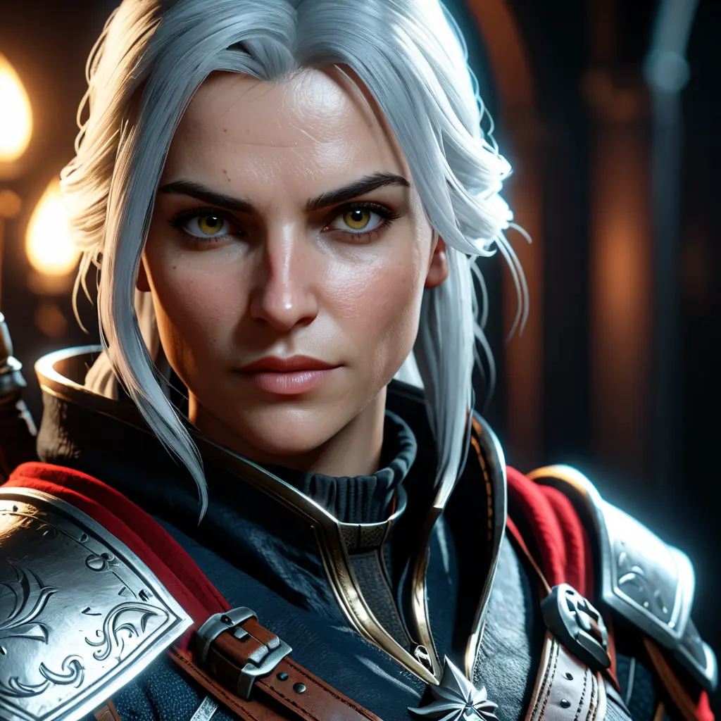 Female rouge assassin in The Witcher 3 Style, 4k, Highly Detailed, Beautiful, Cinematic Lighting, Sharp Focus, Volumetric Lighting, Closeup Portrait, Concept Art