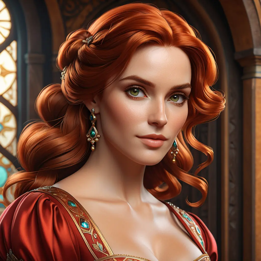 Alluring matte portrait of a beautiful Triss Merigold in a Red Dress, 8k, Highly Detailed, Intricate, Half Body, Realistic, Sharp Focus, Volumetric Lighting, Fantasy, Elegant by Stanley Artgerm Lau, Alphonse Mucha, WLOP