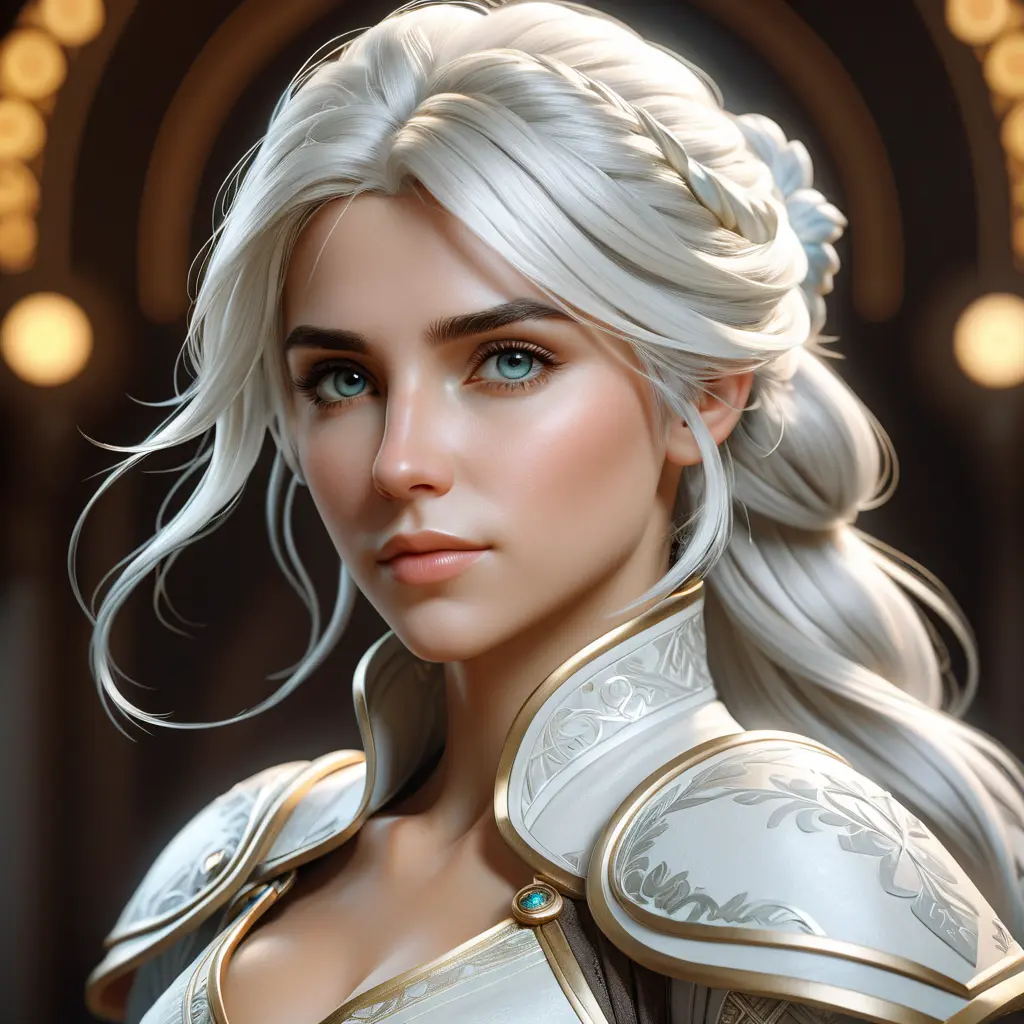 Alluring matte portrait of a beautiful Ciri in White, 8k, Highly Detailed, Intricate, Half Body, Realistic, Sharp Focus, Volumetric Lighting, Fantasy, Elegant by Stanley Artgerm Lau, Alphonse Mucha, WLOP