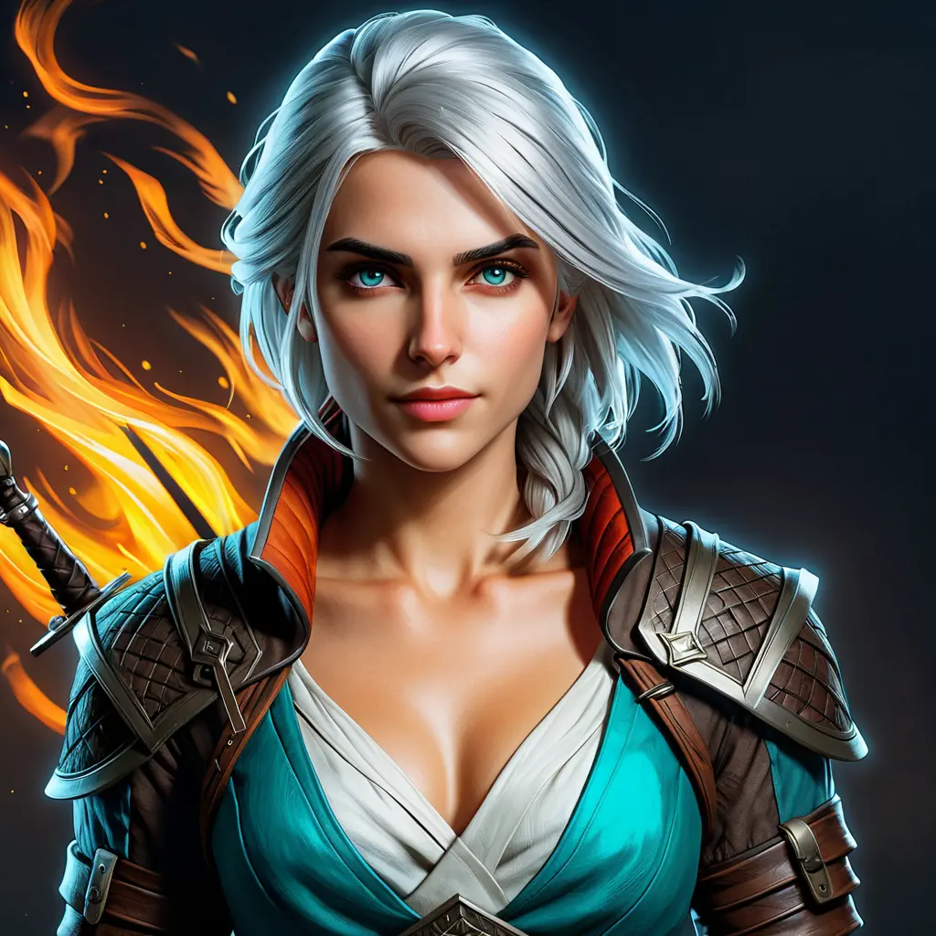 Ciri from The Witcher in Assassin's Creed style, Highly Detailed, Vibrant Colors, Ink Art, Fantasy, Dark by Stanley Artgerm Lau