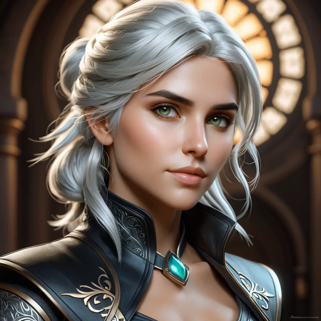 Alluring matte portrait of a beautiful Ciri wearing black leather, 8k, Highly Detailed, Intricate, Half Body, Realistic, Sharp Focus, Volumetric Lighting, Fantasy, Elegant by Stanley Artgerm Lau, Alphonse Mucha, WLOP