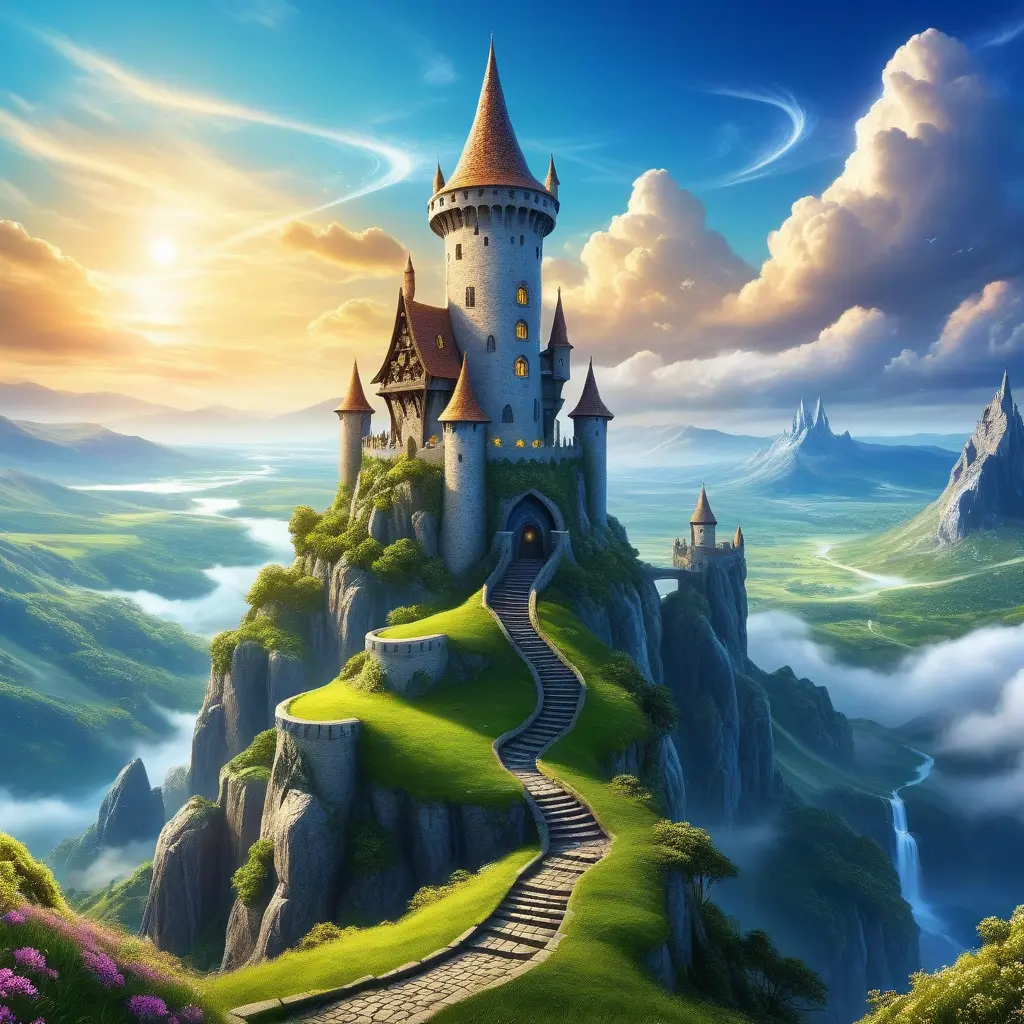 Wizard's tower in fantasy landscape, Magical, Fantasy