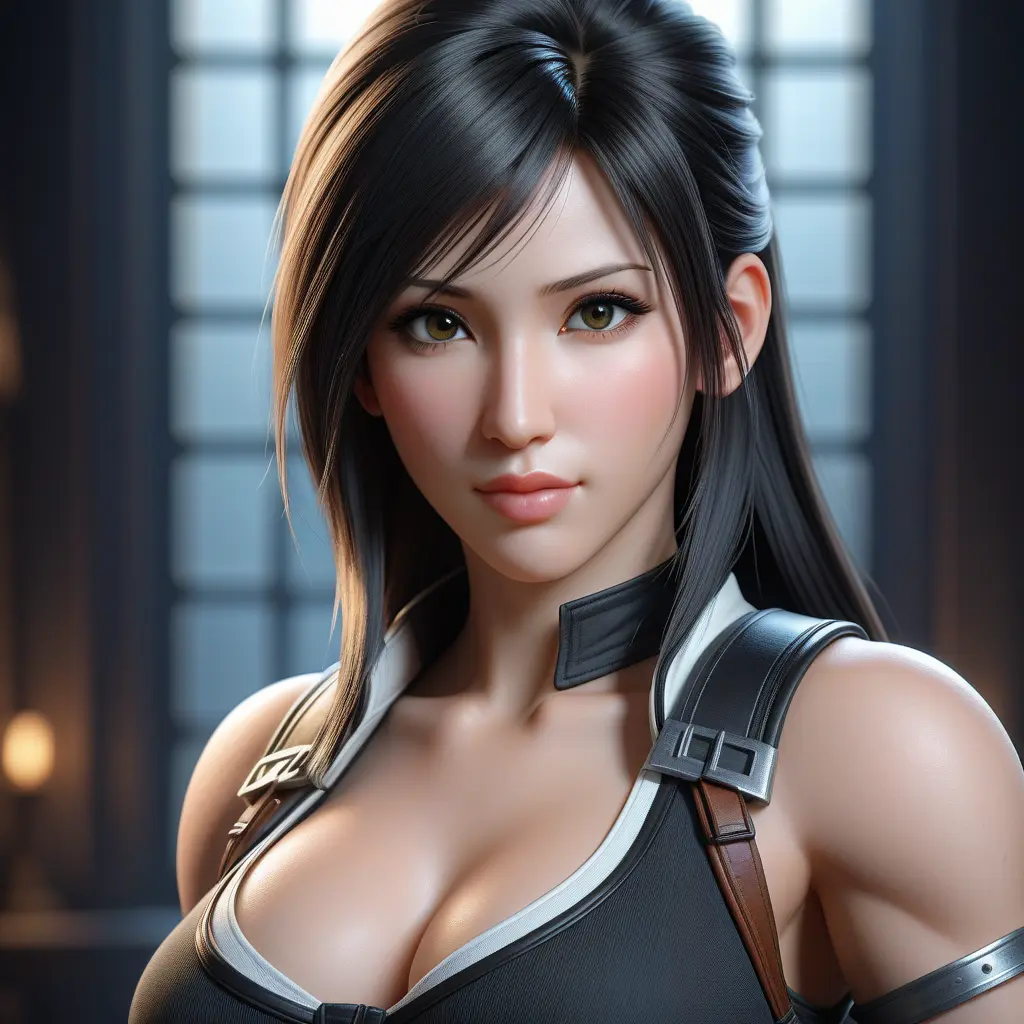 Alluring matte portrait of a beautiful Tifa Lockhart, 8k, Highly Detailed, Intricate, Half Body, Realistic, Sharp Focus, Volumetric Lighting, Fantasy, Elegant by Stanley Artgerm Lau, WLOP