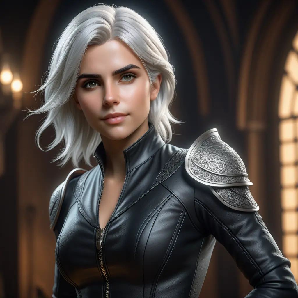 Alluring matte portrait of a beautiful Ciri wearing a black leather full body suit, 8k, Highly Detailed, Intricate, Realistic, Sharp Focus, Volumetric Lighting, Fantasy, Elegant by Stanley Artgerm Lau, WLOP