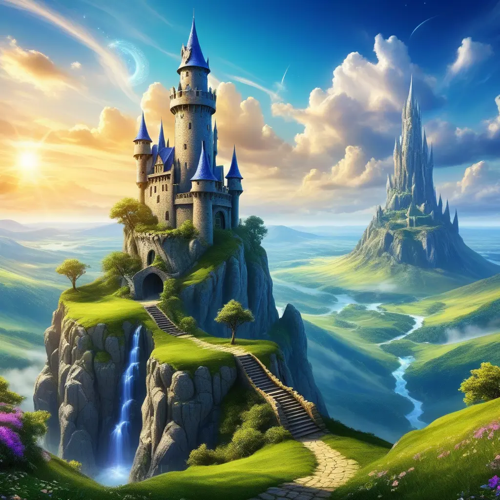 Wizard's tower in fantasy landscape, Magical, Fantasy