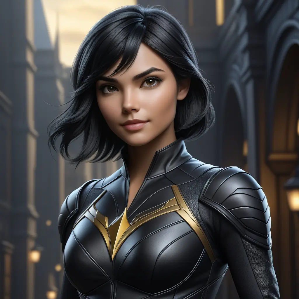 Alluring matte half body portrait of a beautiful Cassandra Cain wearing tight black leather, 8k, Highly Detailed, Intricate, Realistic, Sharp Focus, Volumetric Lighting, Fantasy, Elegant by Stanley Artgerm Lau, WLOP