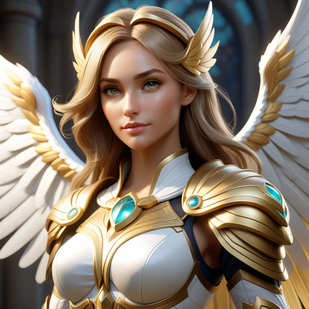 Alluring portrait of a beautiful winged Kayle from League of Legends, 8k, Highly Detailed, Half Body, Photo Realistic, Sharp Focus, Octane Render, Unreal Engine, Volumetric Lighting, Fantasy by Stanley Artgerm Lau, Alphonse Mucha, WLOP