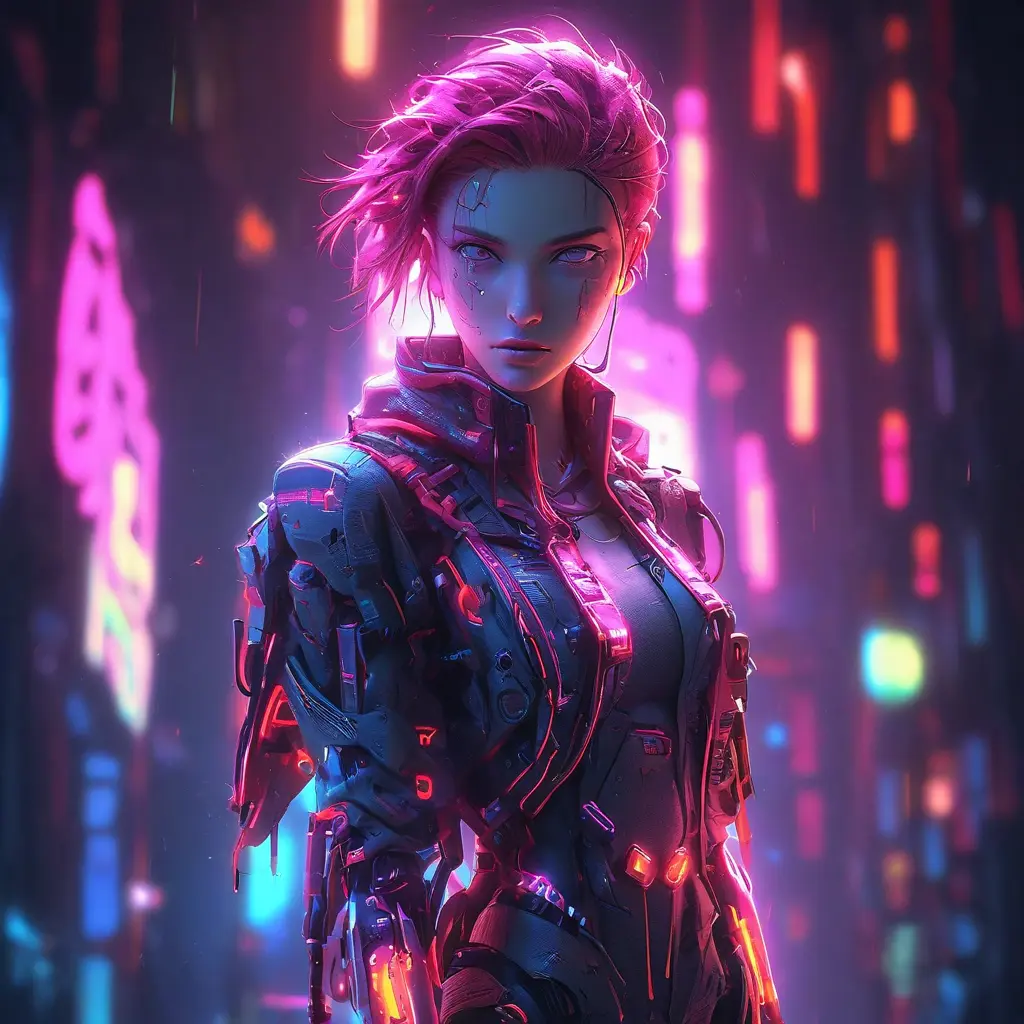 full body shot, beautiful woman walking with beatiful and detailed eyes, dynamic pose, slightly athletic beatiful body, medium-sized chest, detailed attire, Hyper Detailed, Intricate Artwork, Masterpiece, Cybernatic and Sci-Fi, Cyberpunk, Freckles, Full Lips, Red Hair, Smiling, Digital Illustration, Cityscape, Blade Runner 2049, Neon light effect, Realistic, Sharp Focus, Wide Angle, Neon, Dripping Colors, Matte, Futurism, Artwork, Dieselpunk, Colorful, Dynamic, Elegant, Expressive, Graceful, Hot, Gloomy, Sad, Stormy, Terrifying, Tired