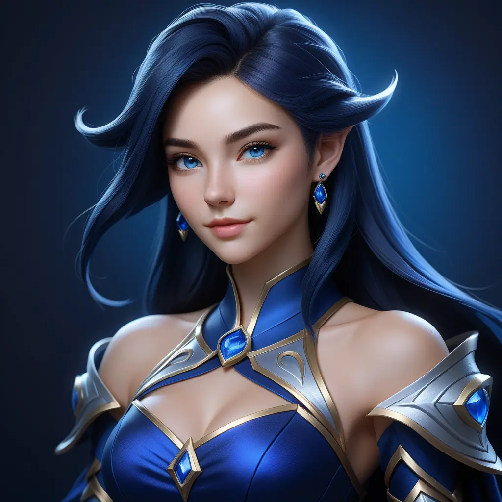 Matte portrait of the beautiful Lyx from League of Legends in dark blue, 8k, Highly Detailed, Intricate, Realistic, Sharp Focus, Volumetric Lighting, Fantasy, Elegant by Stanley Artgerm Lau, WLOP, Stefan Kostic