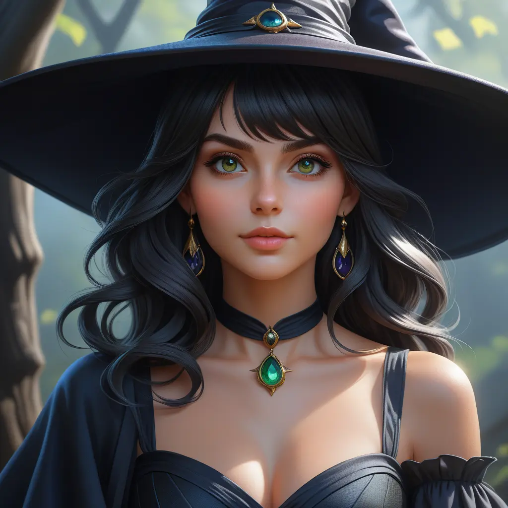 Alluring portrait of Kiki the witch in the style of Stefan Kostic, 4k, 4k resolution, 8k, Highly Detailed, Hyper Detailed, Beautiful, Digital Painting, Sharp Focus, Anime, Fantasy by Stanley Artgerm Lau