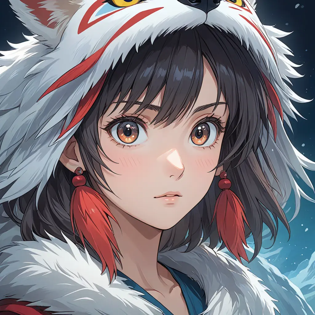 portrait of princess mononoke, 4k, 4k resolution, 8k, Hyper Detailed, Anime by Stanley Artgerm Lau