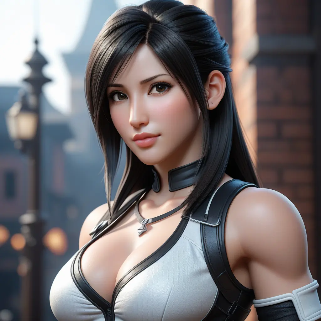 Alluring matte portrait of a beautiful Tifa Lockhart, 8k, Highly Detailed, Intricate, Half Body, Realistic, Sharp Focus, Volumetric Lighting, Fantasy, Elegant by Stanley Artgerm Lau, WLOP