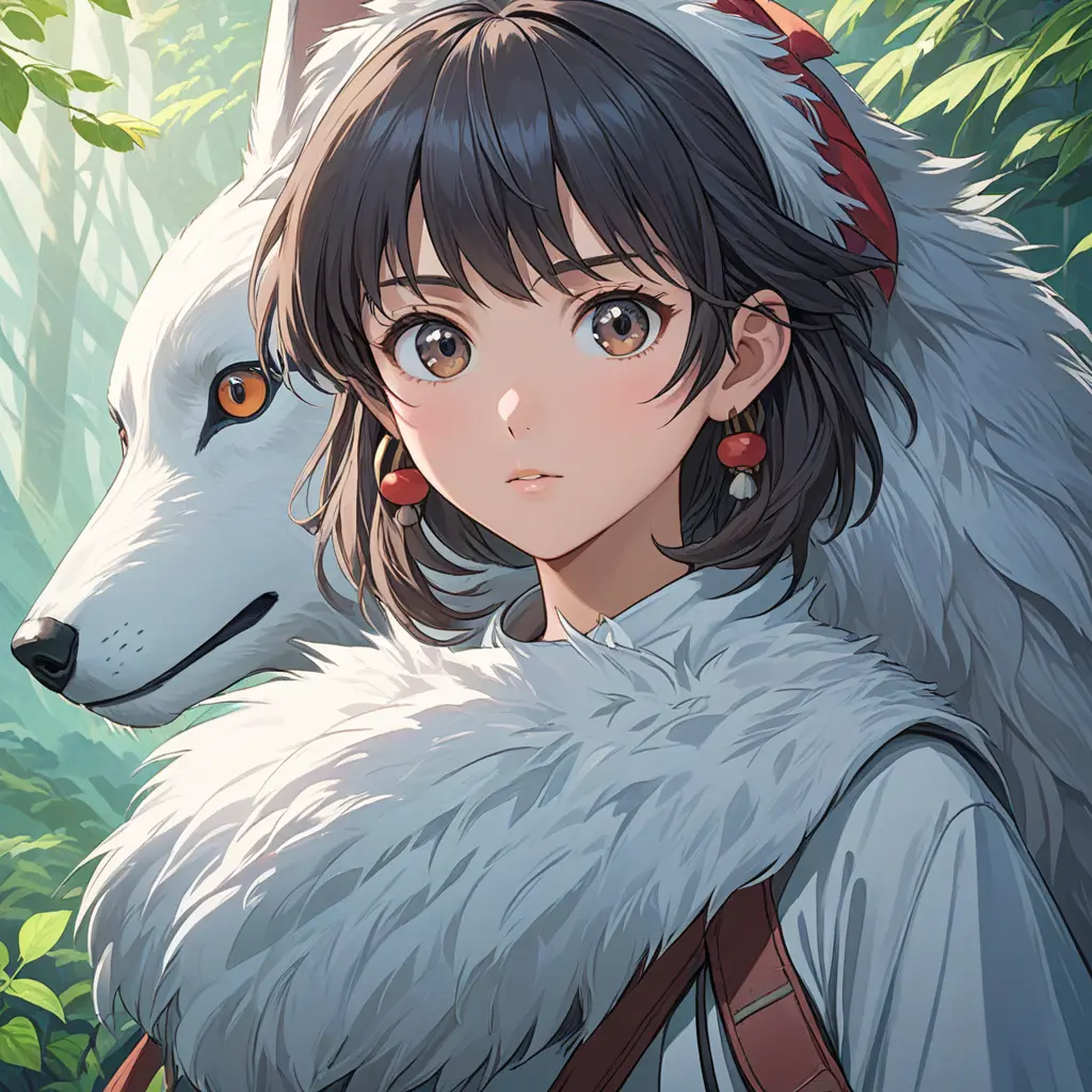 portrait of princess mononoke, 4k, 4k resolution, 8k, Hyper Detailed, Anime by Stanley Artgerm Lau