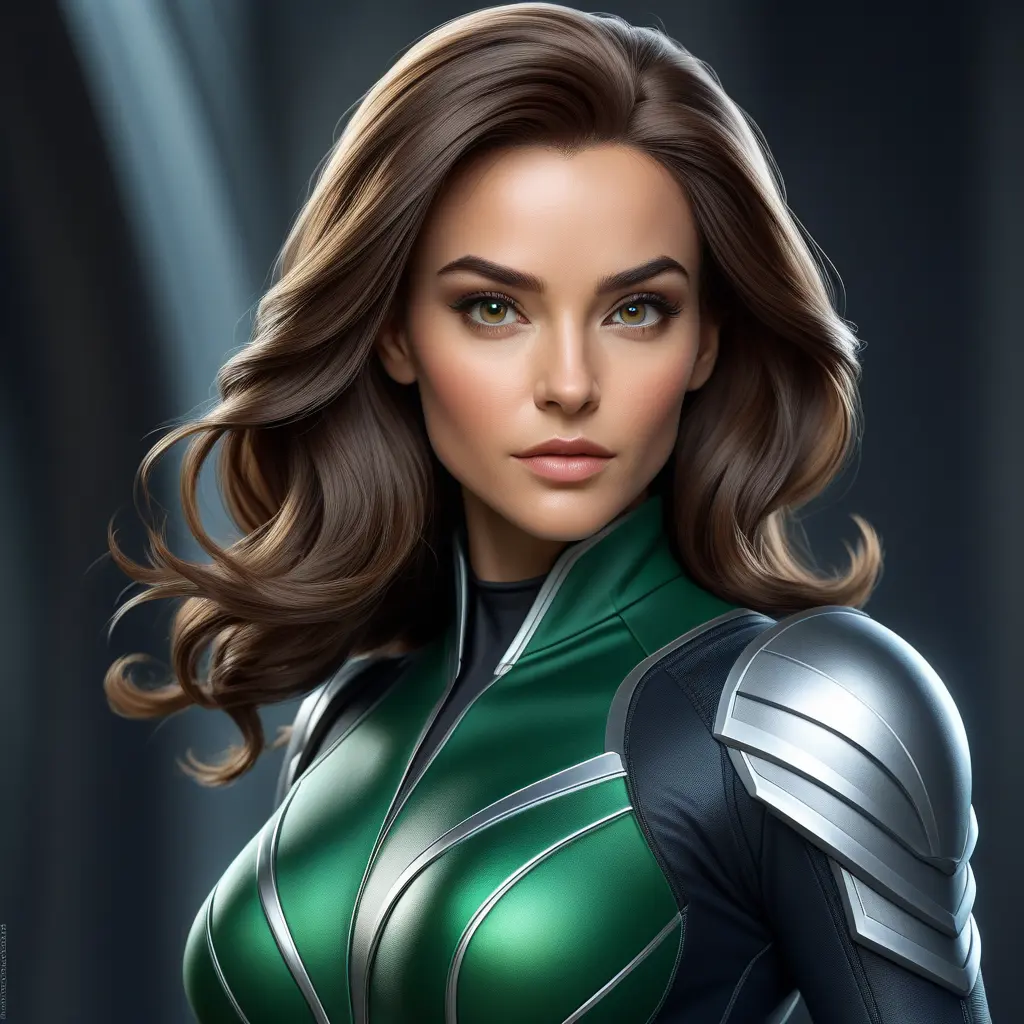 Alluring matte portrait of a beautiful Rogue from Xmen in the style of Stefan Kostic, 8k, Highly Detailed, Intricate, Half Body, Realistic, Sharp Focus, Volumetric Lighting, Fantasy, Elegant by Stanley Artgerm Lau, Greg Rutkowski