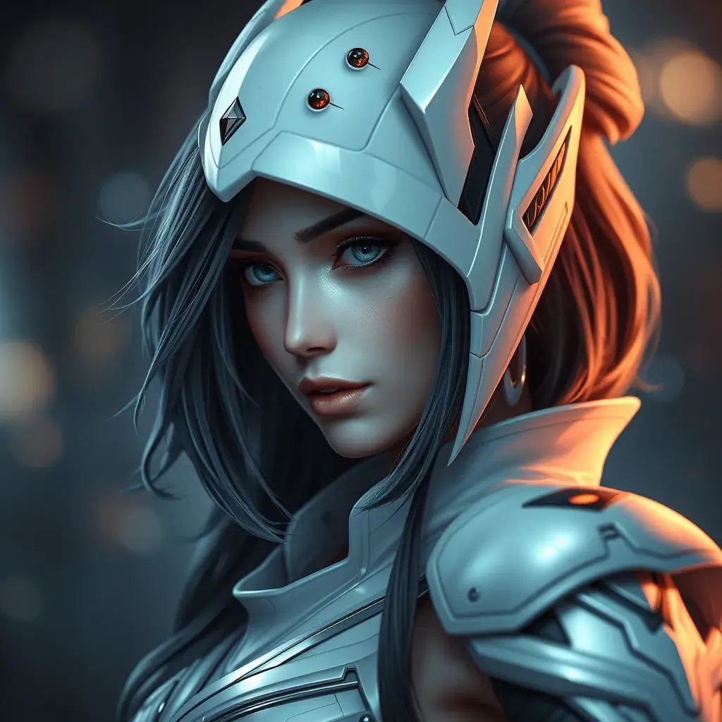 Alluring portrait of a beautiful Fiora from League of Legends in White, Highly Detailed, Half Body, Bokeh effect, Photo Realistic by Stefan Kostic