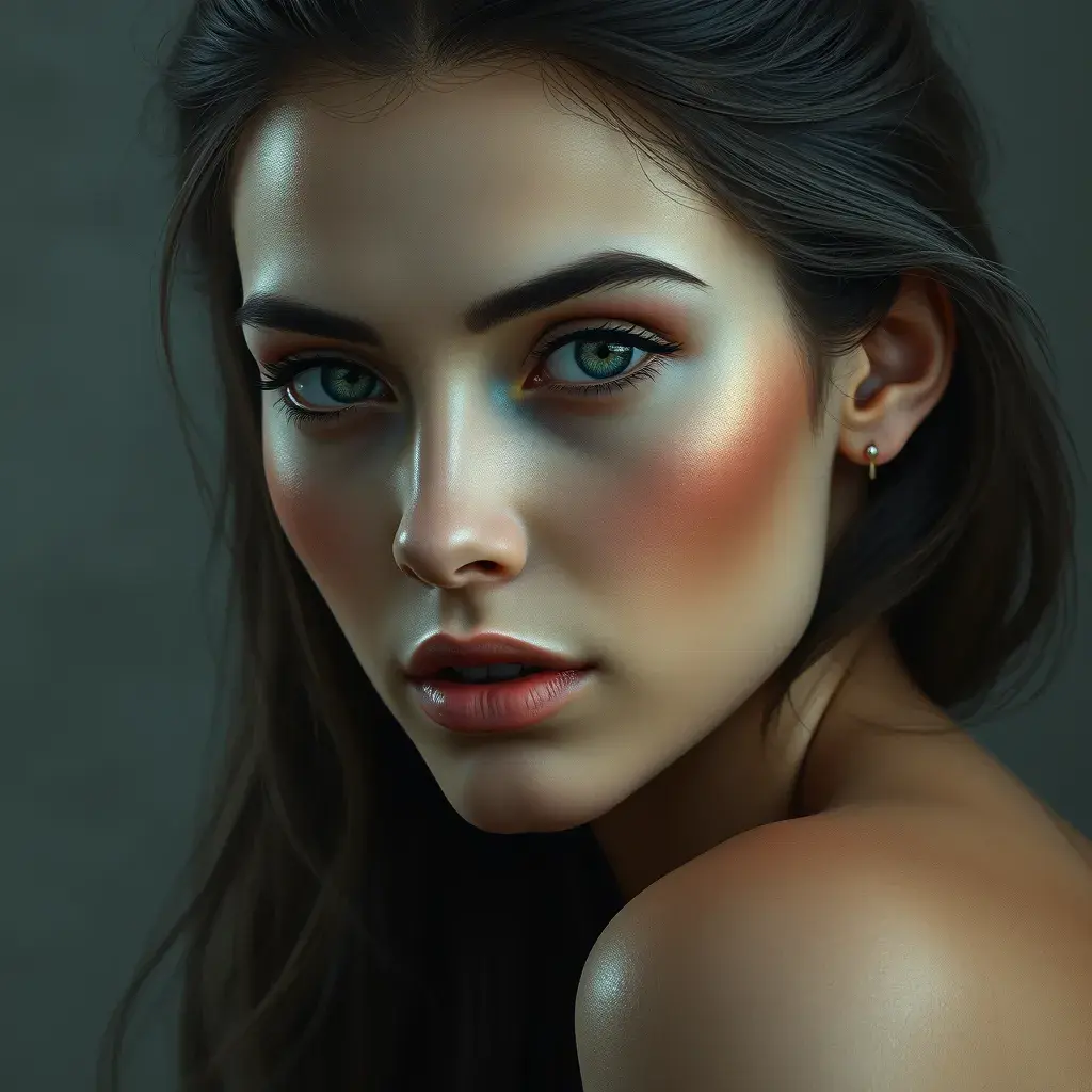 Alluring portrait of the perfect woman, with beautiful face in the style of Stefan Kostic, 8k, High Resolution, HQ, Ultra Detailed, Artstation, Perfect Face, Matte Painting by Greg Rutkowski, Stefan Kostic