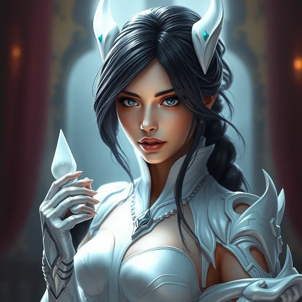 Alluring matte portrait of a beautiful Fiora from League of Legends in white, Highly Detailed, Intricate, Half Body, Realistic, Sharp Focus, Volumetric Lighting, Fantasy, Elegant by Stefan Kostic