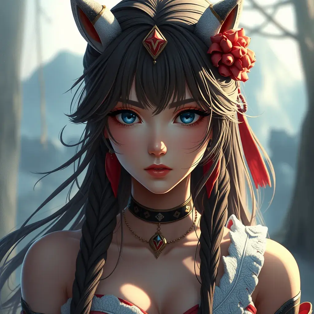 Alluring matte portrait of a beautiful princess mononoke, 4k, 4k resolution, 8k, Hyper Detailed, Anime by Stanley Artgerm Lau