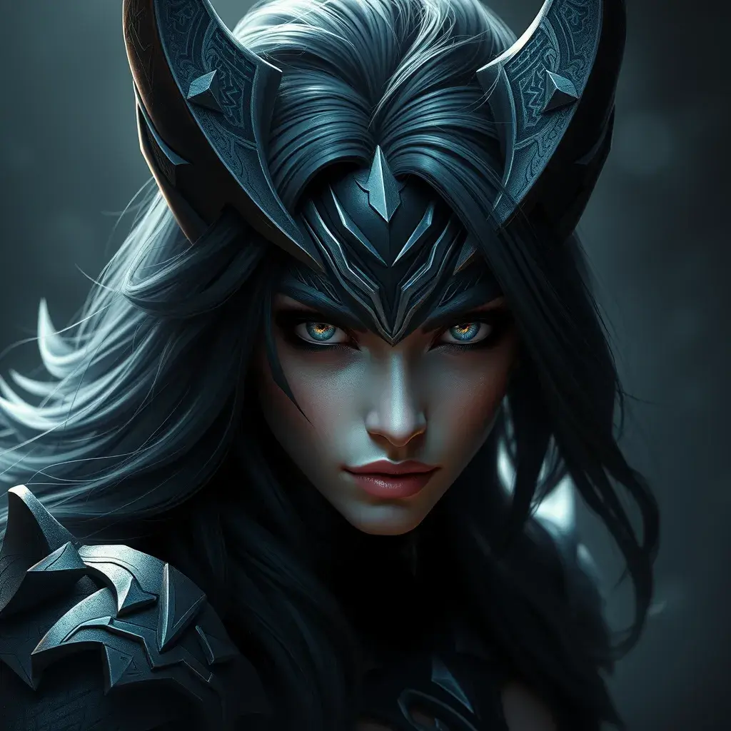 Alluring matte portrait of a fierce beautiful Vex from League of Legends, Highly Detailed, Intricate, Half Body, Realistic, Sharp Focus, Volumetric Lighting, Fantasy, Elegant by Stefan Kostic