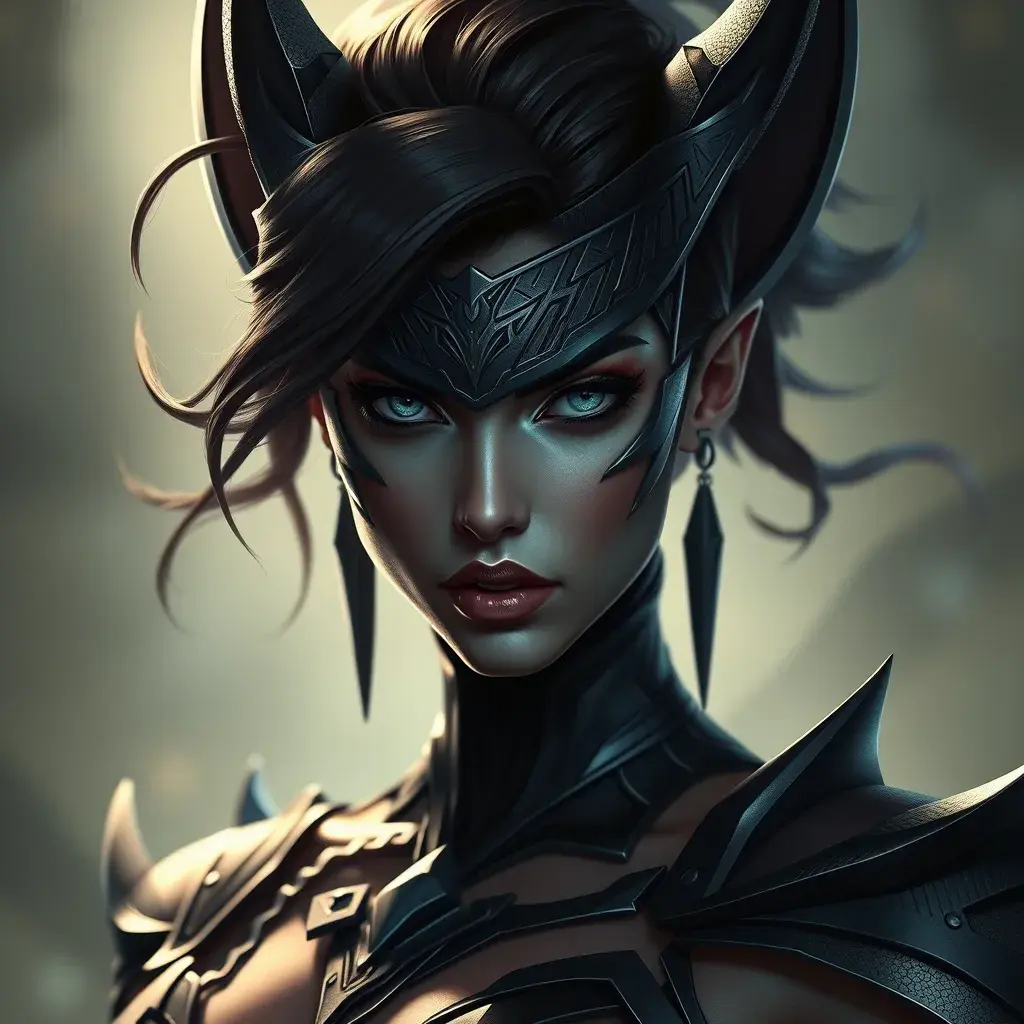 Alluring matte portrait of a fierce beautiful Vex from League of Legends, Highly Detailed, Intricate, Half Body, Realistic, Sharp Focus, Volumetric Lighting, Fantasy, Elegant by Stefan Kostic