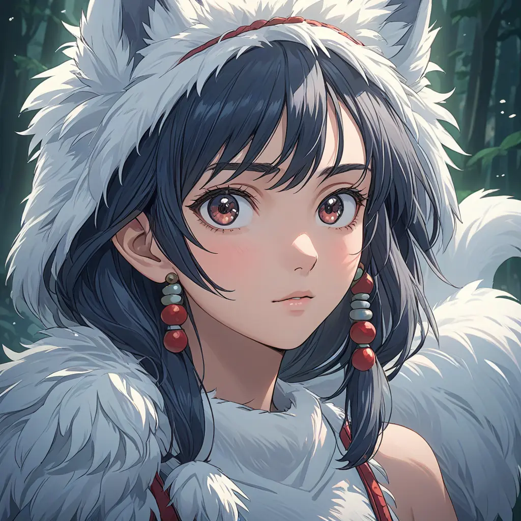 portrait of princess mononoke, 4k, 4k resolution, 8k, Hyper Detailed, Anime by Stanley Artgerm Lau