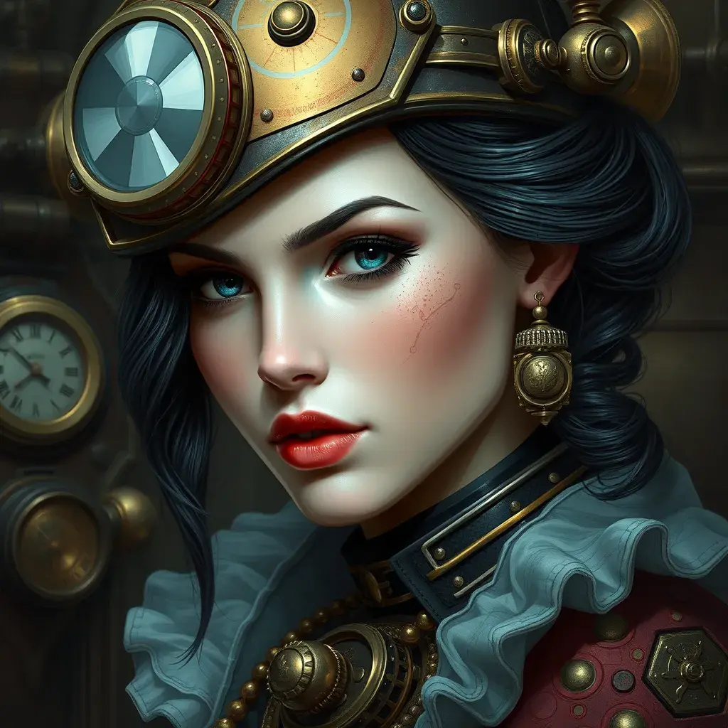 Steampunk portrait of Eva Green, Highly Detailed, Intricate, Artstation, Beautiful, Digital Painting, Sharp Focus, Concept Art, Elegant