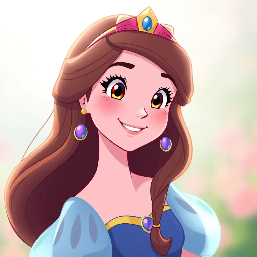 A matte portrait of a happy disney princess, Sharp Focus, Anime, Cartoon