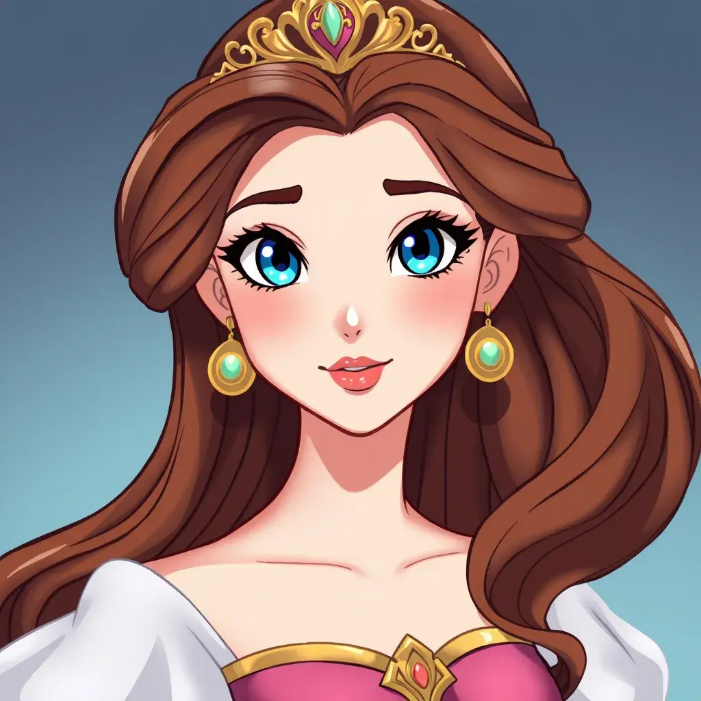 A matte portrait of a disney princess, 4k, 8k, Highly Detailed, Anime, Cartoon