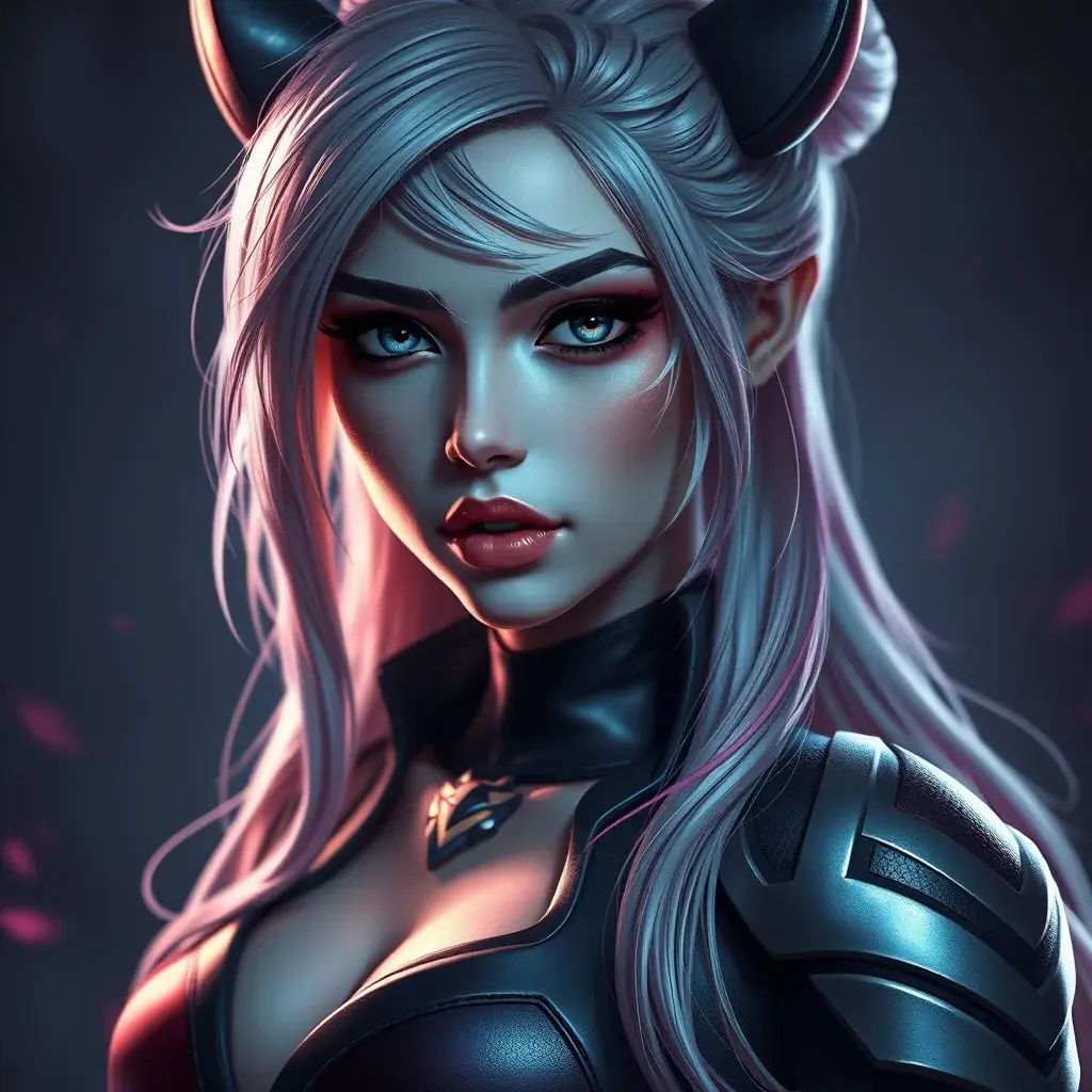 Alluring matte portrait of a beautiful Quinn from League of Legends, Highly Detailed, Half Body, Realistic, Sharp Focus, Volumetric Lighting by Stefan Kostic