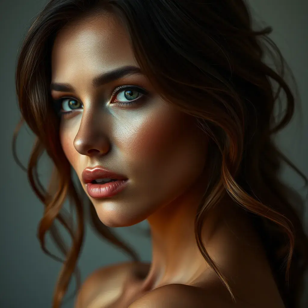 Alluring portrait of a stunningly beautiful woman, 8k, Award-Winning, Ultra Detailed, Half Body, Perfect Face, Photo Realistic