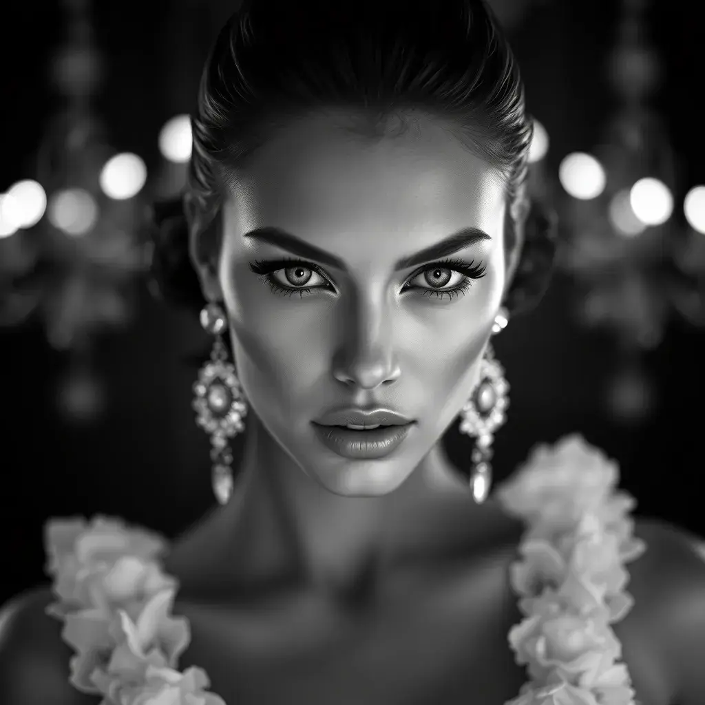 Alluring black and white portrait of a beautiful Irina Shayk, 8k, Highly Detailed, Intricate, Half Body, Realistic, Sharp Focus, Volumetric Lighting, Fantasy, Elegant by Stanley Artgerm Lau