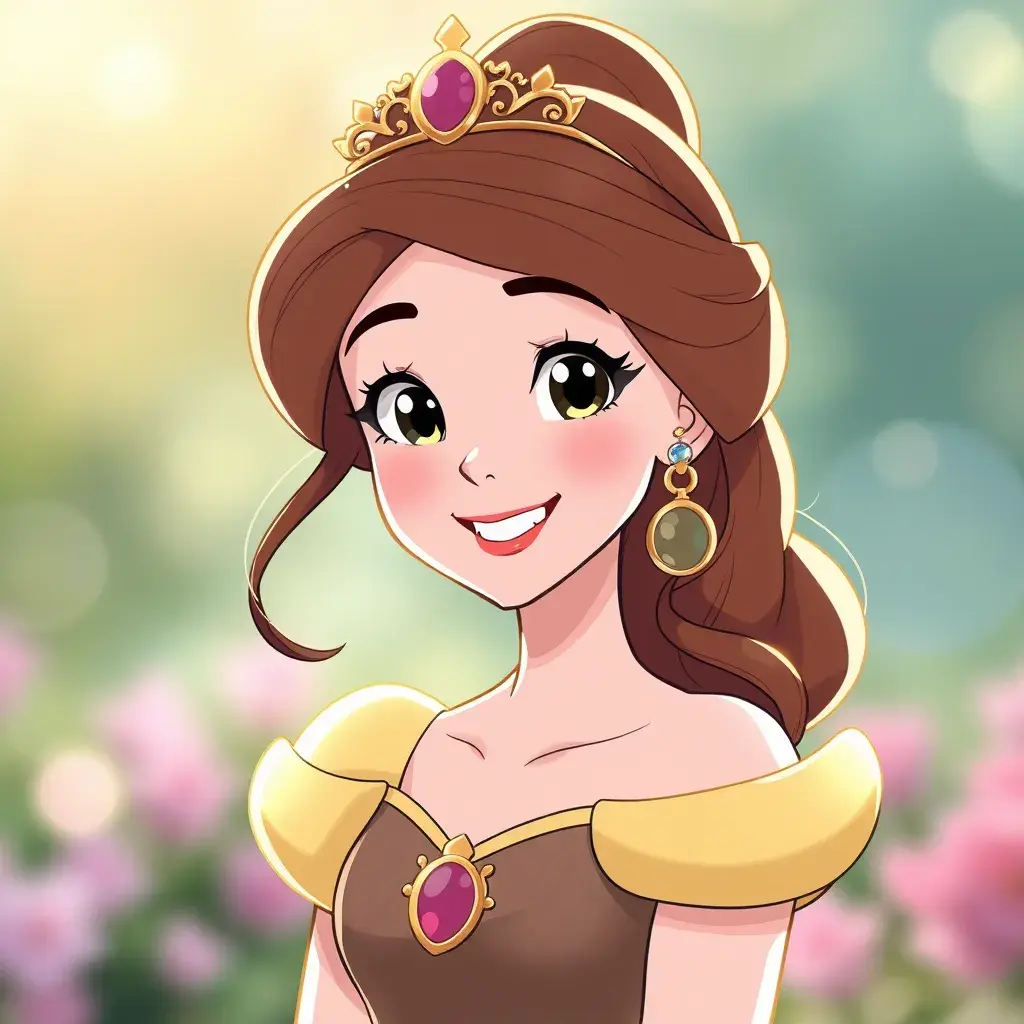 A matte portrait of a happy disney princess, Sharp Focus, Anime, Cartoon