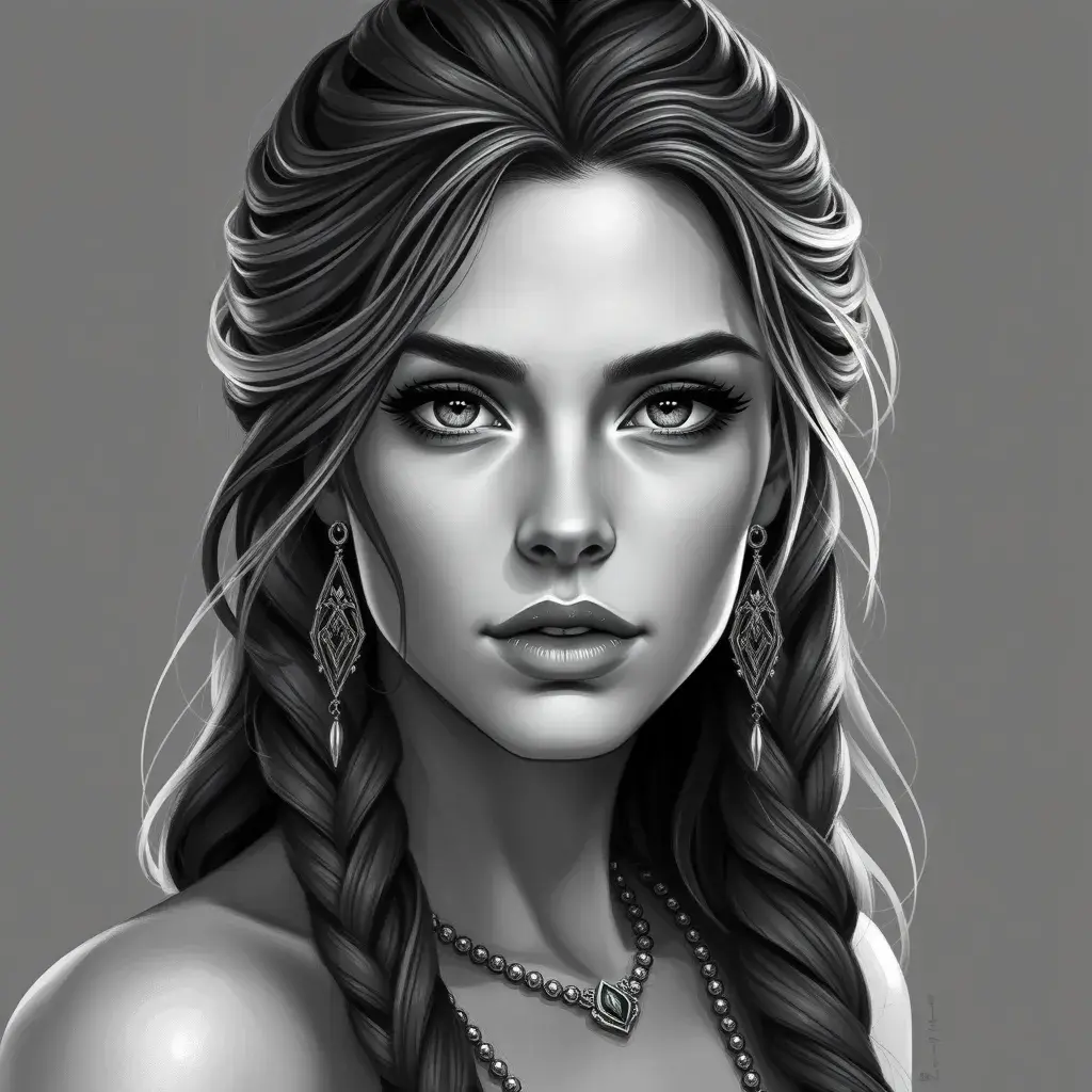 Black & White portrait of Kassandra, Highly Detailed, Intricate, Artstation, Beautiful, Digital Painting, Sharp Focus, Concept Art, Elegant