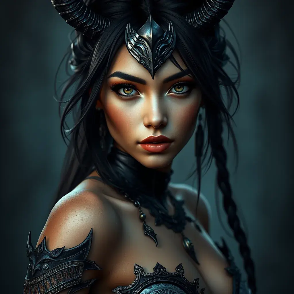 Alluring matte portrait of a beautiful Nidalee in black, 8k, Highly Detailed, Intricate, Half Body, Realistic, Sharp Focus, Volumetric Lighting, Fantasy, Elegant by Stanley Artgerm Lau, Alphonse Mucha, WLOP, Stefan Kostic