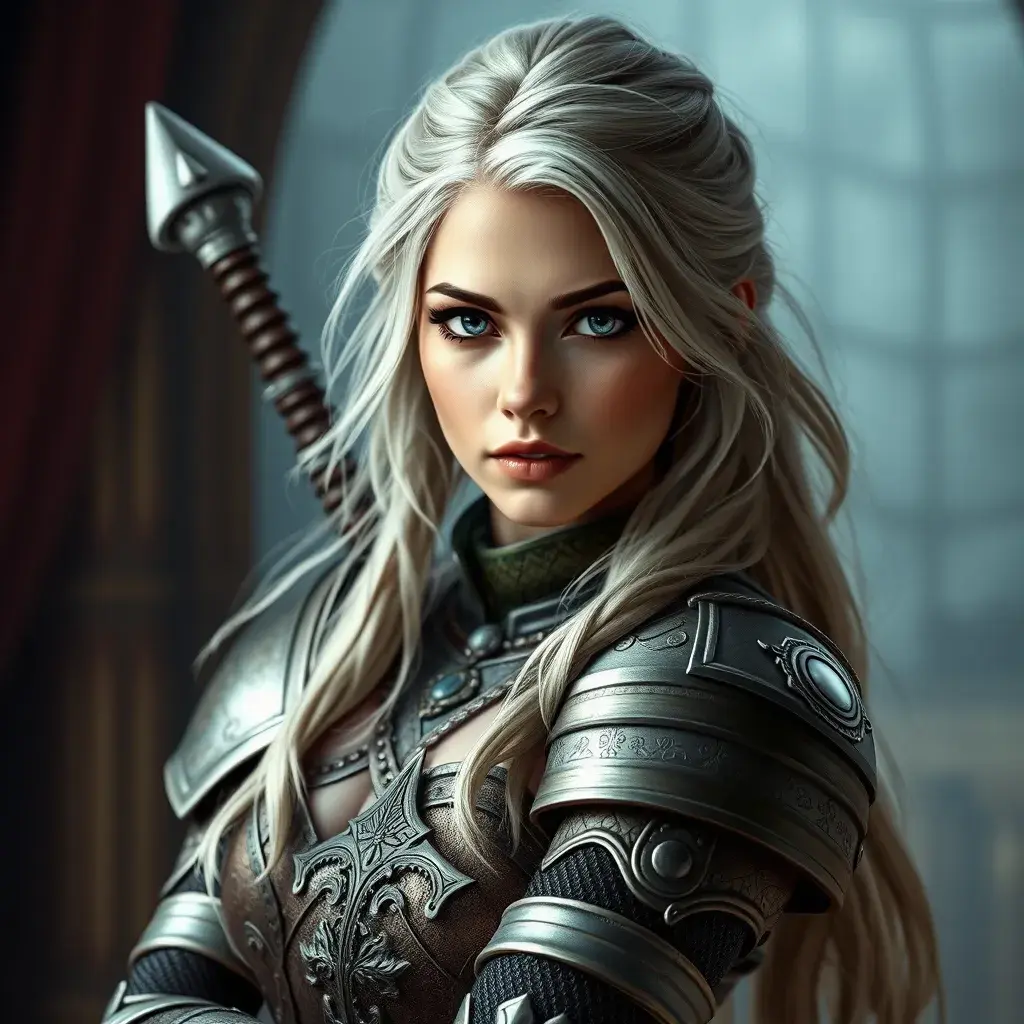 Alluring full body portrait of a beautiful Ciri in Witcher 3 armor, 8k, Highly Detailed, Intricate, Photo Realistic, Sharp Focus, Volumetric Lighting, Fantasy, Elegant