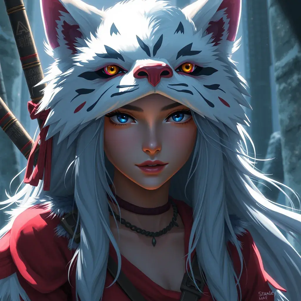 portrait of princess mononoke, 4k, 4k resolution, 8k, Hyper Detailed, Anime by Stanley Artgerm Lau