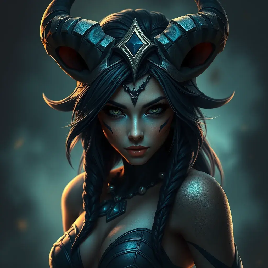 Alluring matte portrait of a beautiful Nidalee from League of Legends in the style of Stefan Kostic, 8k, High Definition, Highly Detailed, Intricate, Half Body, Realistic, Sharp Focus, Fantasy, Elegant