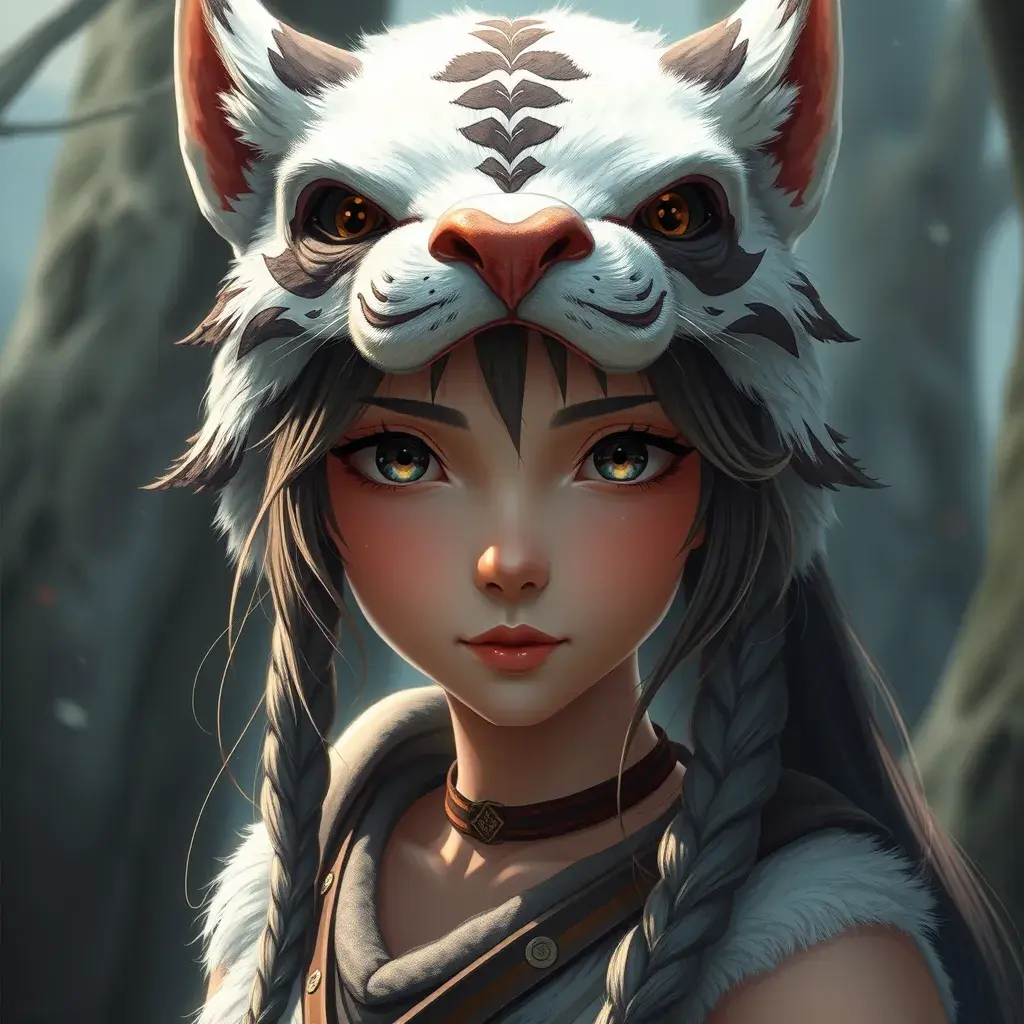 portrait of princess mononoke, 4k, 4k resolution, 8k, Hyper Detailed, Anime by Stanley Artgerm Lau