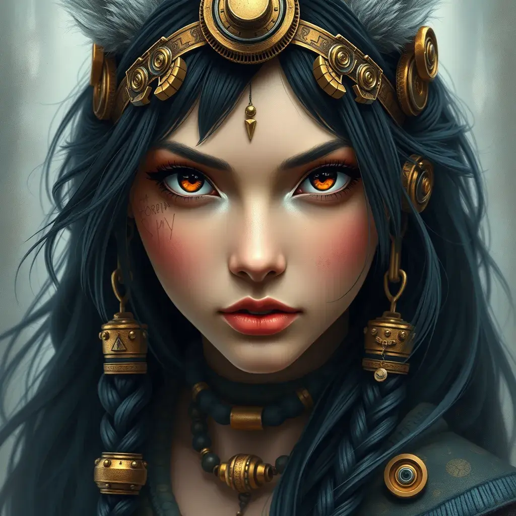 Steampunk portrait of Princess Mononoke, Highly Detailed, Beautiful, Photo Realistic, Sharp Focus, Elegant