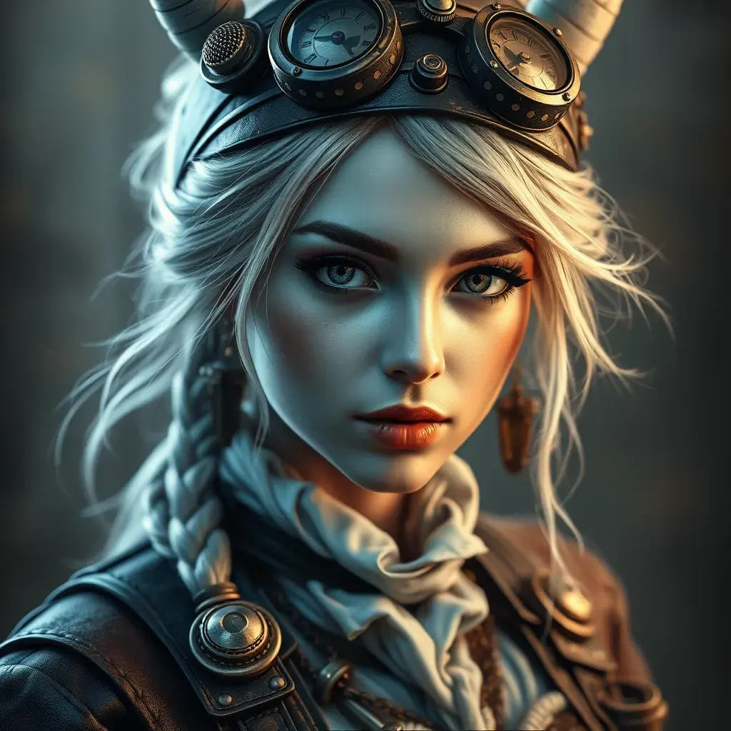 Steampunk portrait of Ciri, Highly Detailed, Beautiful, Photo Realistic, Sharp Focus, Elegant