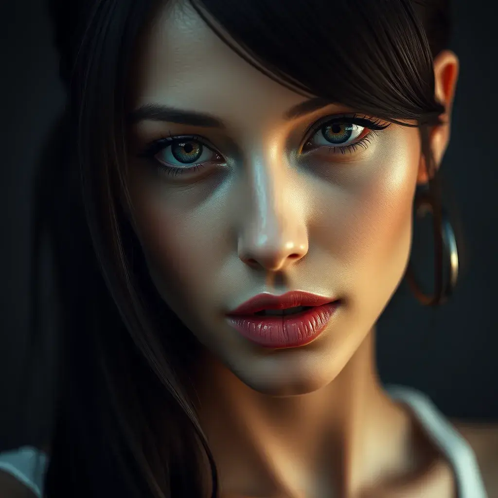 An alluring matte portrait of Tifa Lockhart, Highly Detailed, Beautiful, Photo Realistic, Sharp Focus, Elegant by Stefan Kostic