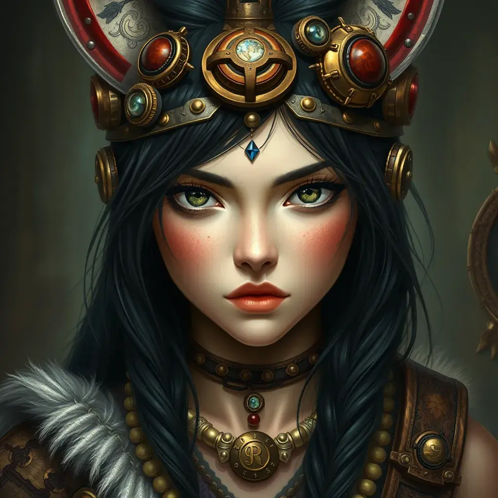 Steampunk portrait of Princess Mononoke, Highly Detailed, Beautiful, Photo Realistic, Sharp Focus, Elegant