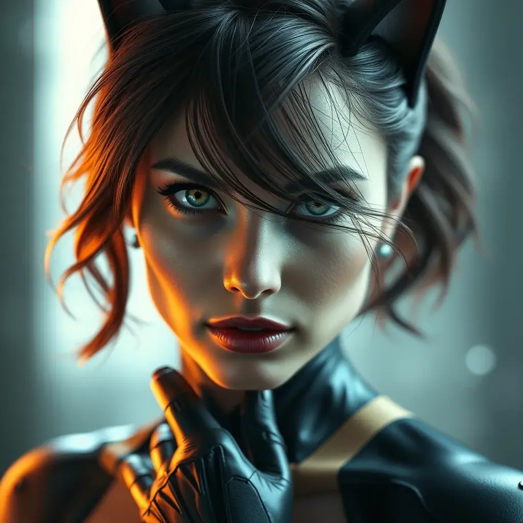 Alluring matte portrait of a beautiful Kitty Pryde from Xmen in the style of Stefan Kostic, 8k, Highly Detailed, Intricate, Half Body, Realistic, Sharp Focus, Volumetric Lighting, Fantasy, Elegant by Stanley Artgerm Lau