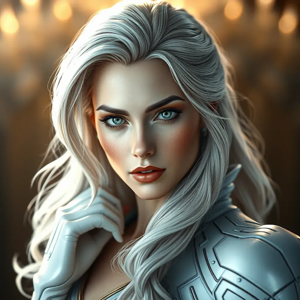 Alluring matte portrait of a beautiful Emma Frost: from Xmen in the style of Stefan Kostic, 8k, Highly Detailed, Intricate, Half Body, Realistic, Sharp Focus, Volumetric Lighting, Fantasy, Elegant by Stanley Artgerm Lau, Greg Rutkowski