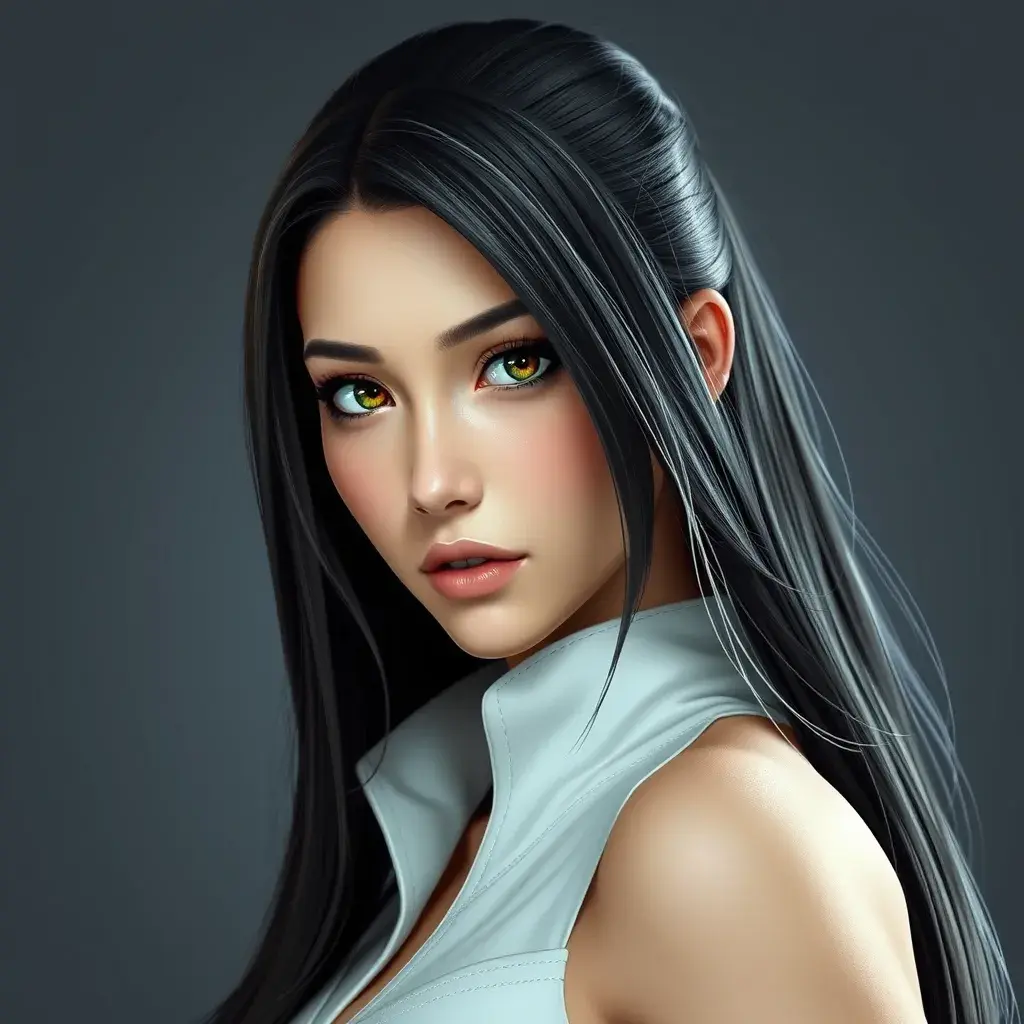 Matte portrait of Tifa Lockhart from final fantasy in white, Highly Detailed, Half Body, Beautiful, Sharp Focus, Elegant by Stefan Kostic