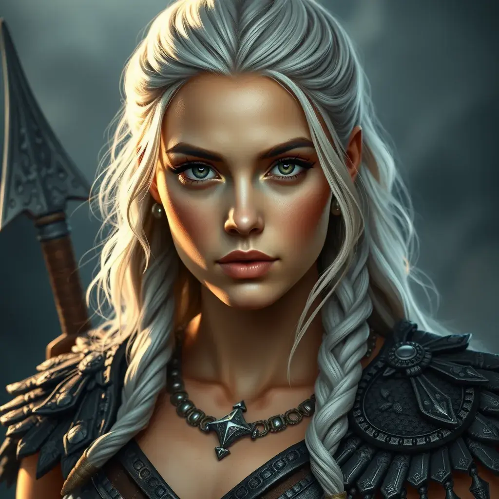 Portrait of Ciri as Amazon Viking Athena, Highly Detailed, Intricate, Sharp Focus, Smooth, Elegant