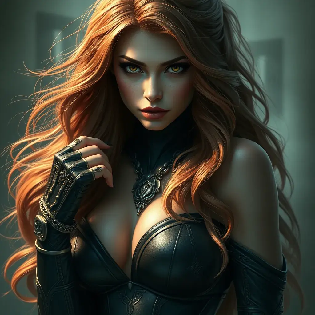 Alluring portrait of a beautiful Rogue from Xmen in the style of Stefan Kostic, 8k, Highly Detailed, Intricate, Half Body, Realistic, Sharp Focus, Volumetric Lighting, Fantasy, Elegant