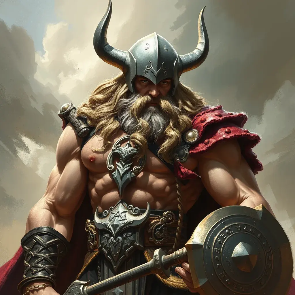 The god thor, Highly Detailed, Hyper Detailed, Powerful, Artstation, Vintage Illustration, Digital Painting, Sharp Focus, Smooth, Concept Art