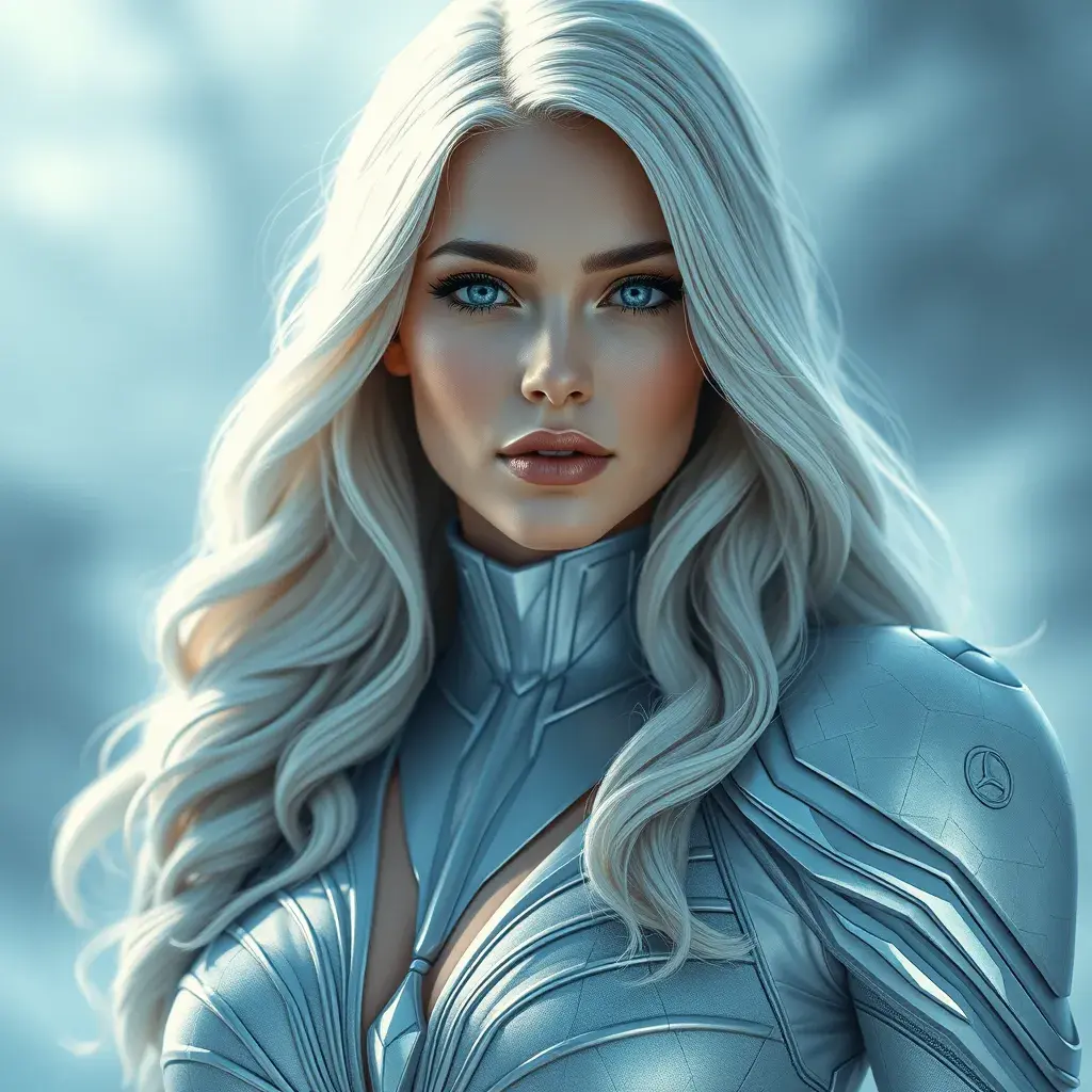 Alluring matte portrait of a beautiful Emma Frost: from Xmen in the style of Stefan Kostic, 8k, Highly Detailed, Intricate, Half Body, Realistic, Sharp Focus, Volumetric Lighting, Fantasy, Elegant by Stanley Artgerm Lau